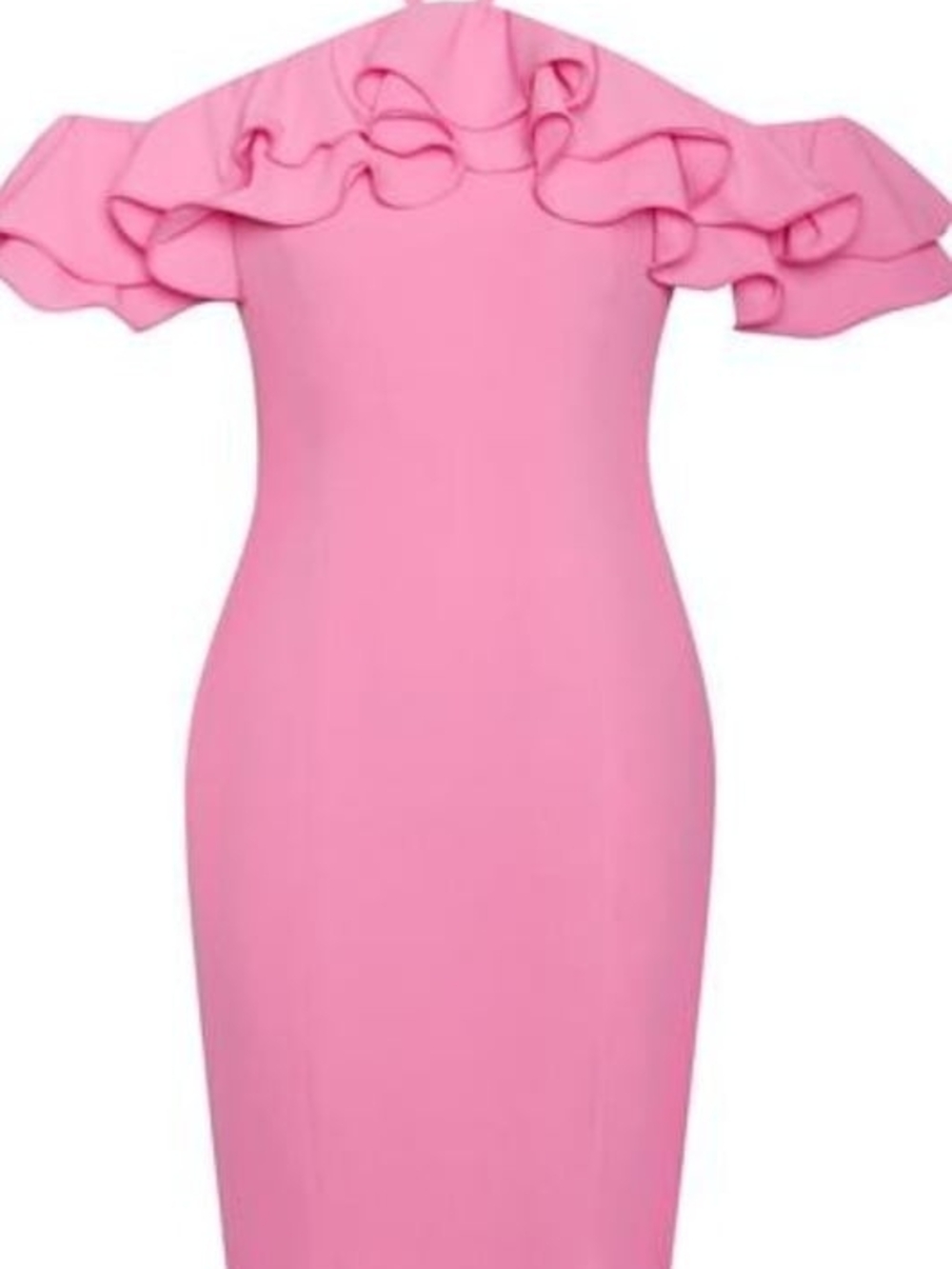 Pink Ruffle Off-Shoulder Bodycon Dress